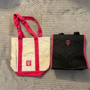 T-Mobile Insulated Lunch and Tote Bag lot Reusable Double Handle Velcro Closure